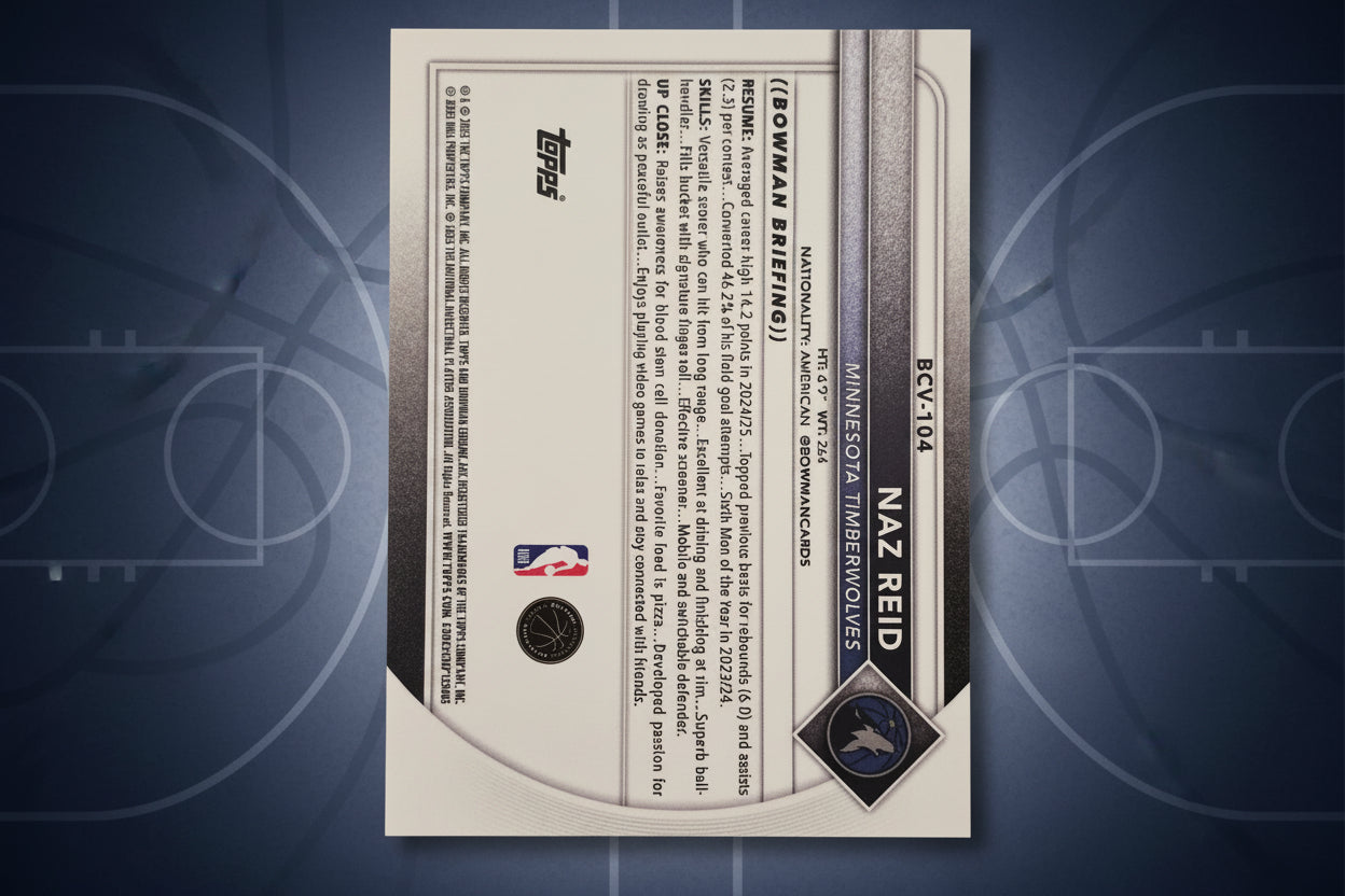 Naz Reid Bowman Chrome Holo 2025 Topps