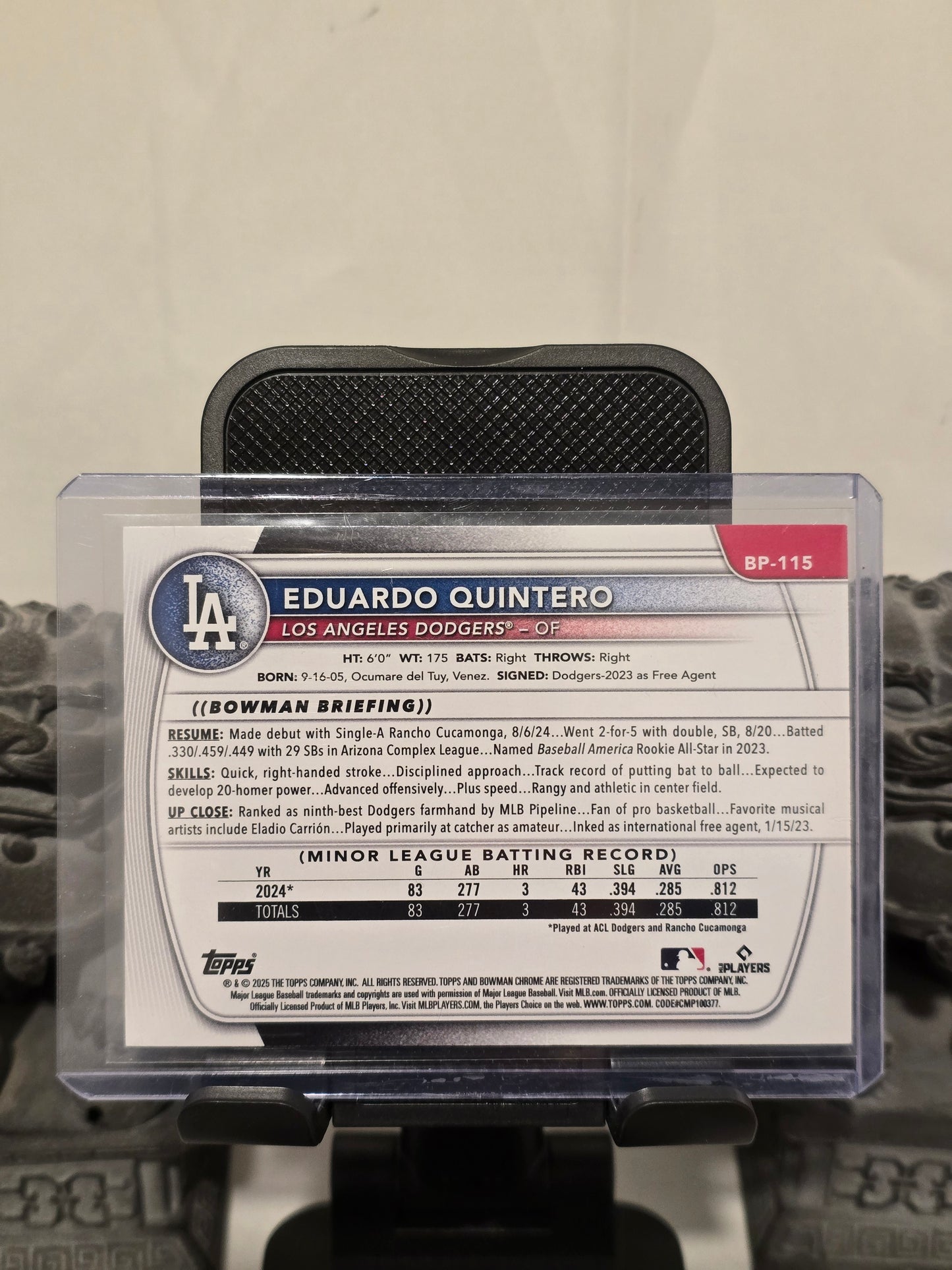 1st Bowman Prospects Eduardo Quintero Numbered 242/250