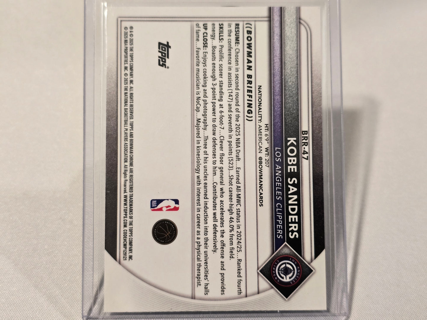 Kobe Sanders Rookie Card