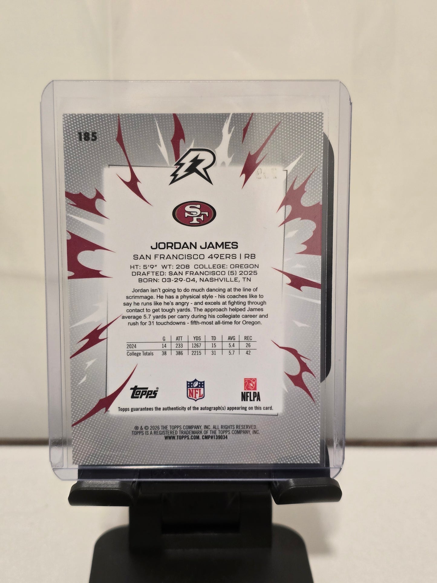 Jordan James Rookie Autograph Pink Reactive Refractor Resurgence Football Numbered 158/299