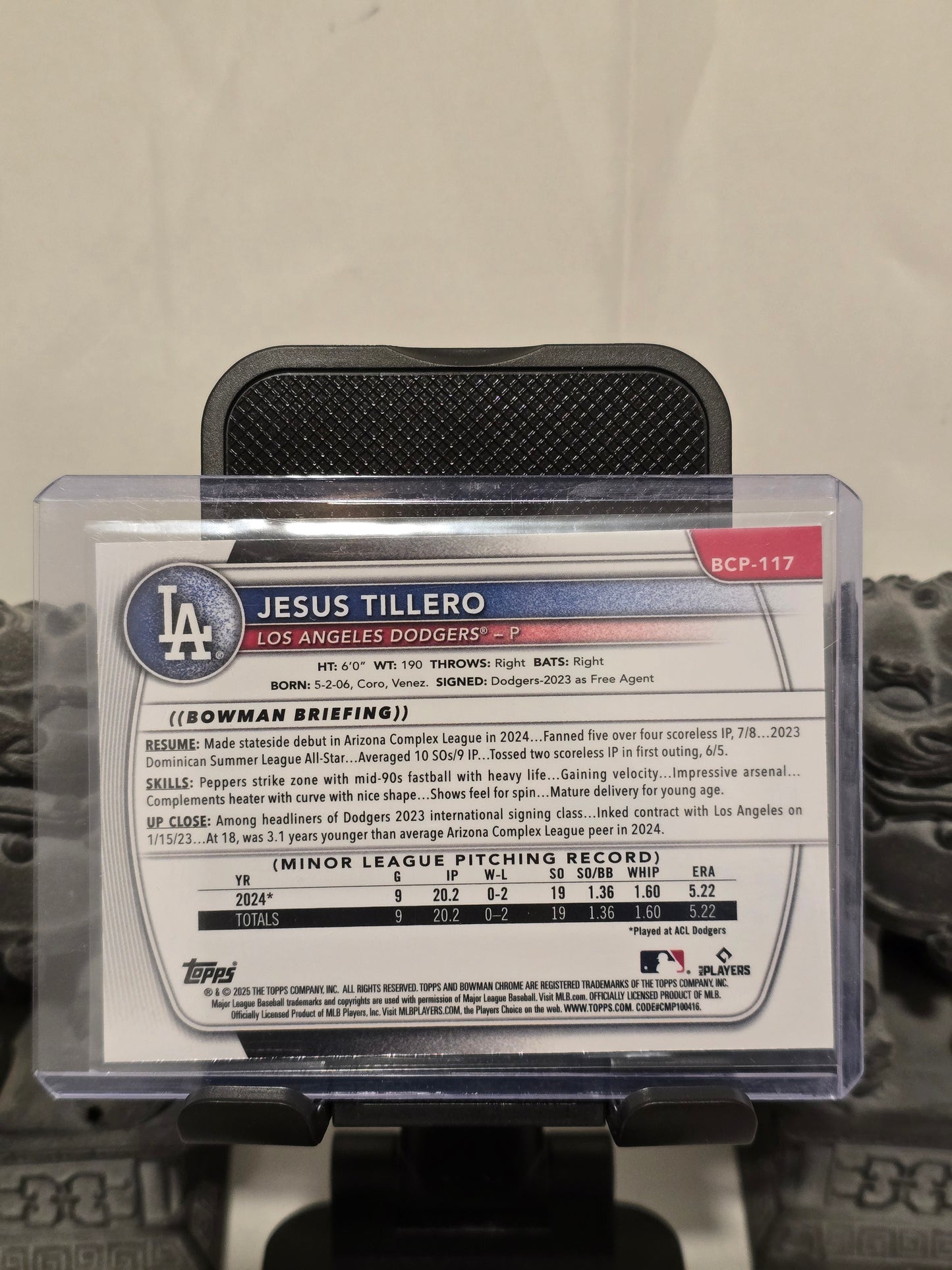 Jesus Tillero 1st Bowman Blue Reptilian Refractor Numbered 087/150