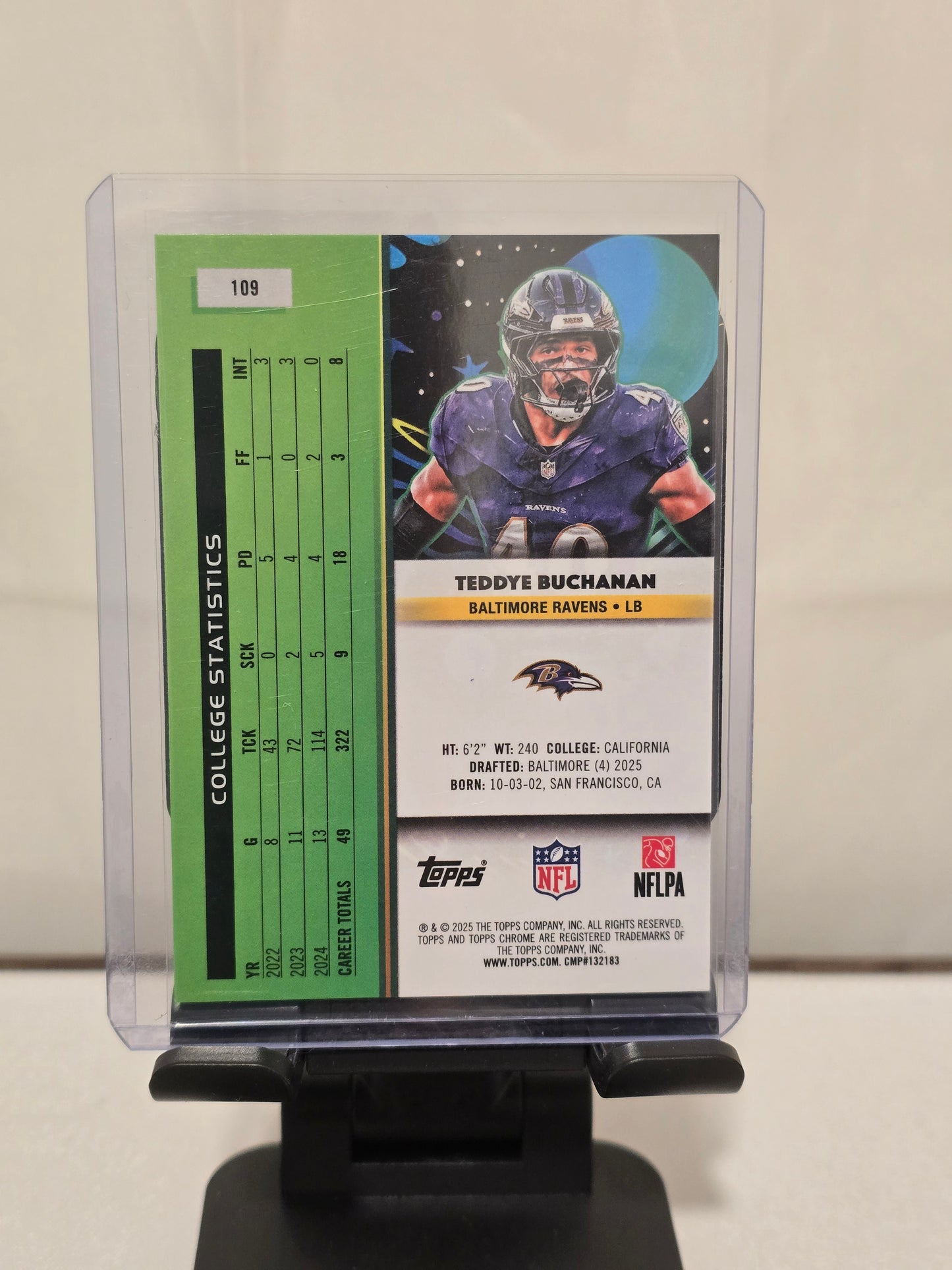 Teddye Buchanan Rookie Card Numbered 56/99 Cosmic