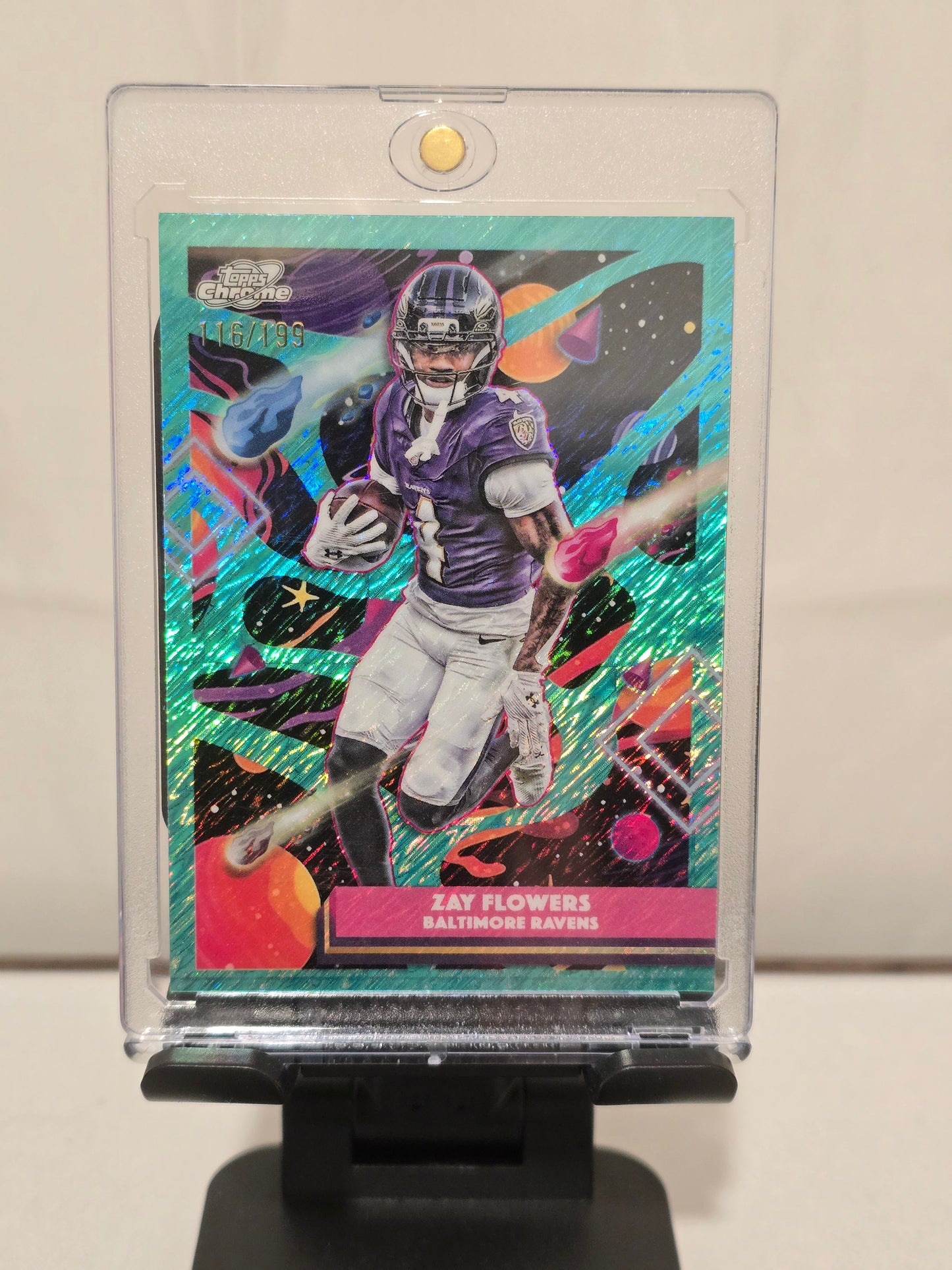 Zay Flowers Topps Chrome Cosmic Aqua Equinox Refractor Numbered 116/199