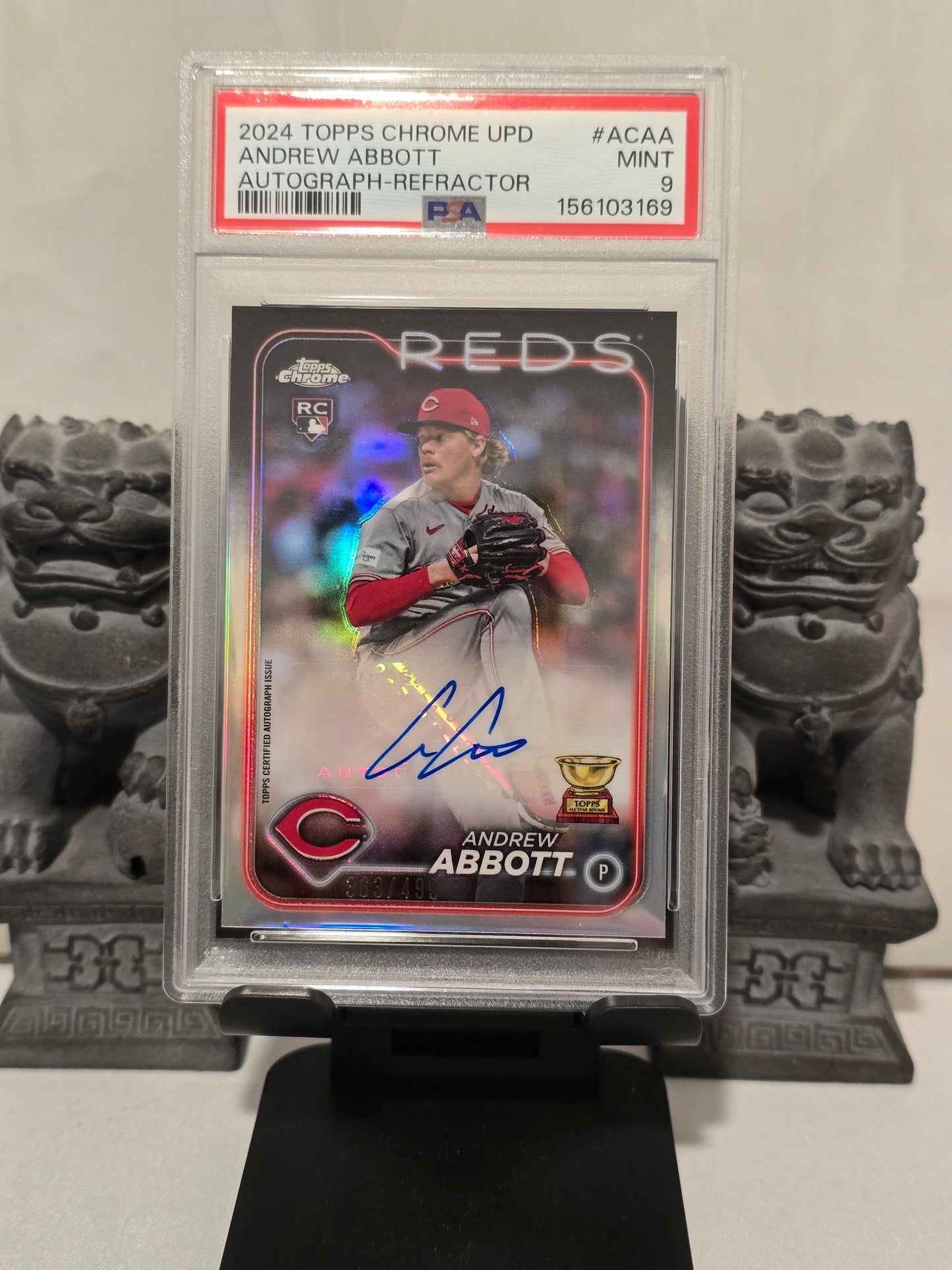 2024 Topps Chrome Andrew Abbott Rookie Card Numbered 363/499 Autograph PSA 9 Slab